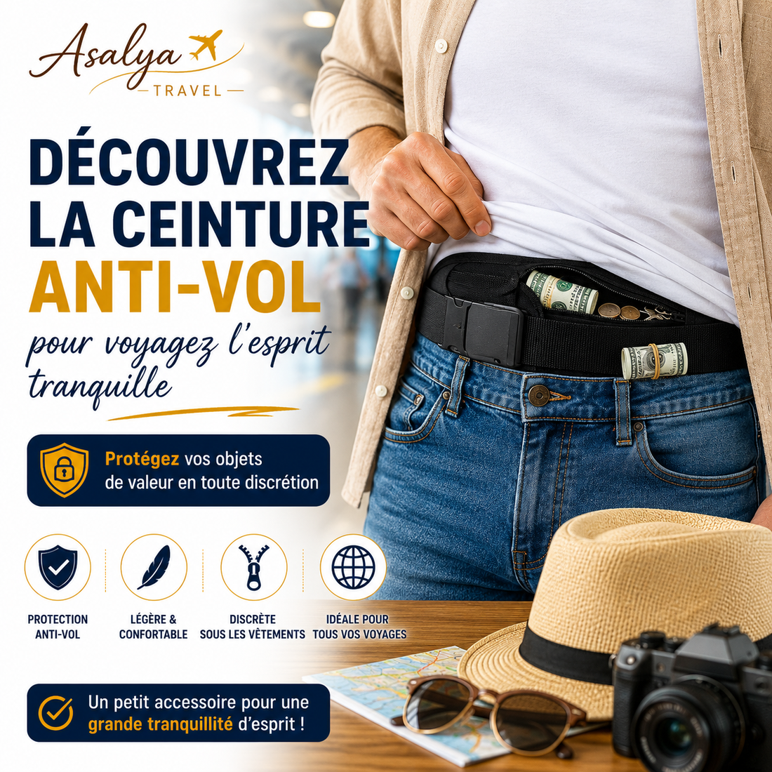 Découvrez La ceinture anti-vol pour voyagez l’esprit tranquille