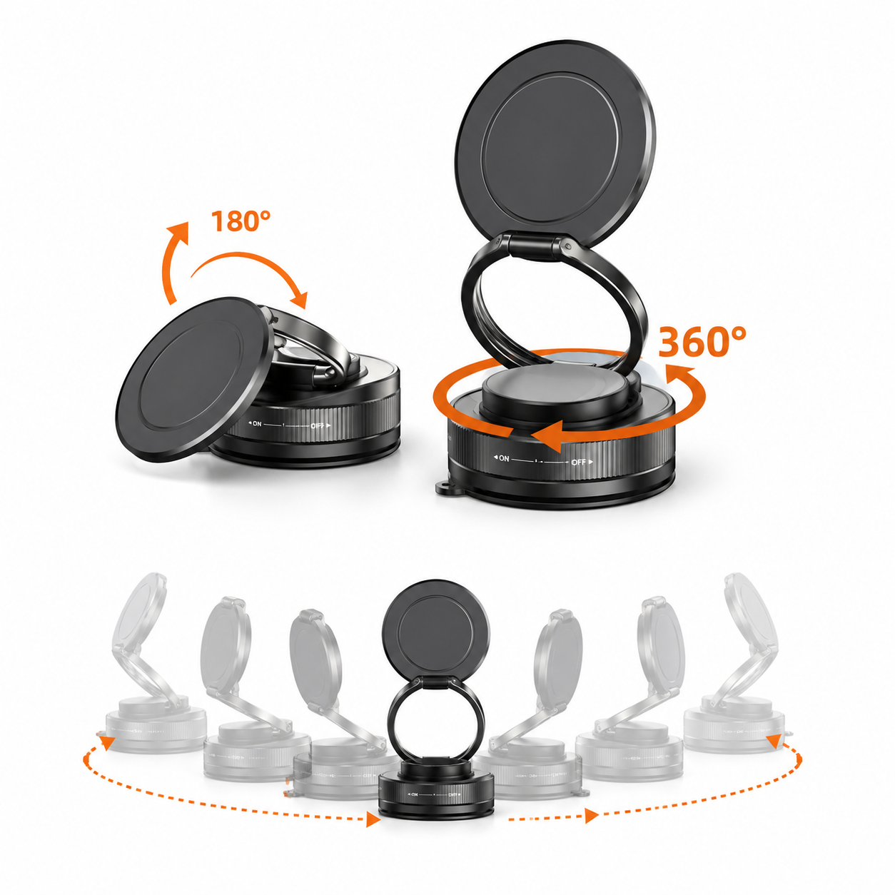 Support Téléphone Magnétique 360° Ultra Stable – Ventouse & Rotation Multi-Angles Asalya Travel