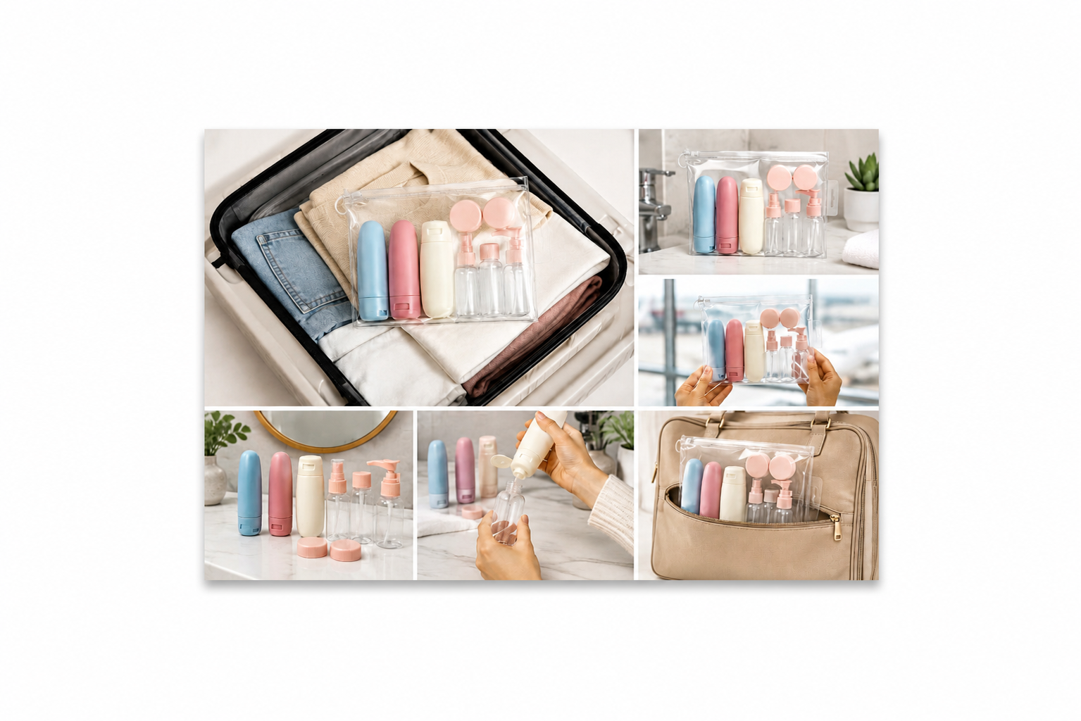 Kit Voyage Flacons Avion Réutilisables – Set de Toilettes Cabine TSA – Asalya Travel Asalya Travel